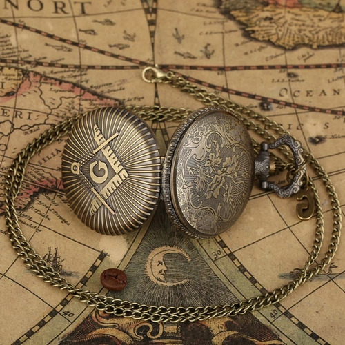 Imagem 2 de 4 de Relógio De Bolso Maçom Relíquia Maçonaria Presente Vintage
