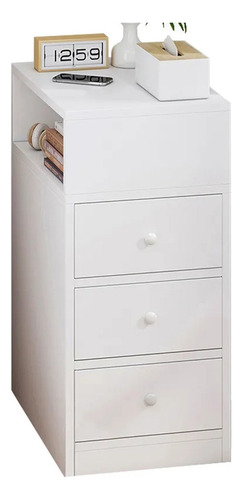 Buro Mesa De Noche Para Recamara Moderno Con 3 Cajones Blanco