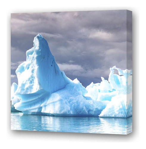 Cuadro 20x20cm Iceberg Bote Mar Helado Hielo Blanco N4