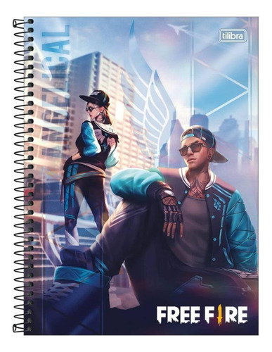 Caderno Espiral Free Fire Mga Capa Dura 1 Matéria 80 Folhas