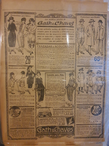 Publicidad Original Año 1921- E125968-gath&chaves-moda