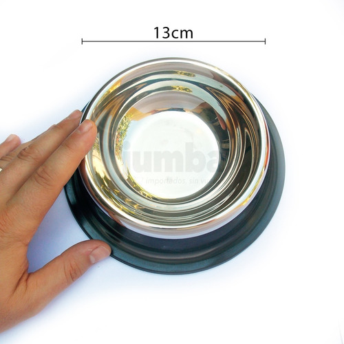 Imagen 3 de 4 de Comedero De Acero Inoxidable Antivuelco 17 Cm Bebedero Plato