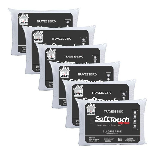 Kit 6 Travesseiros Soft Touch 170 Fios - 50x70 Arte E Cazza