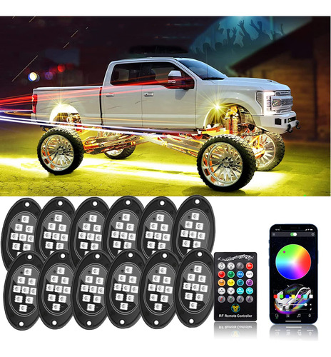 Led Rock Lights Para Utv, 12 Pods Waterproof Multicolor Ligh