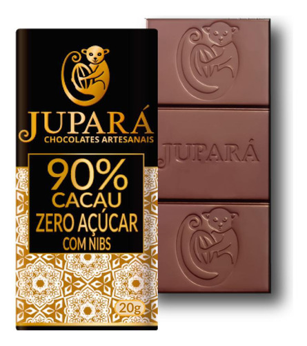 Chocolates Jupará 90% Cacau - Sem Açúcar Com Nibs 42 Un