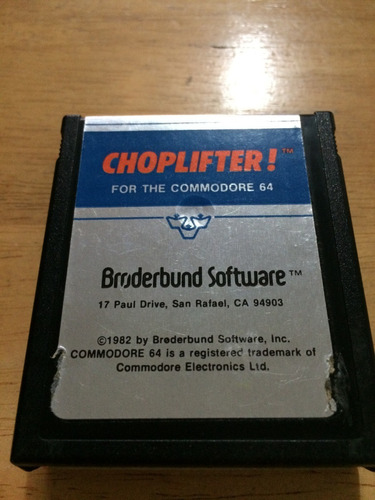 Juego En Cartucho Para Commodore 64 Choplifter De 1982