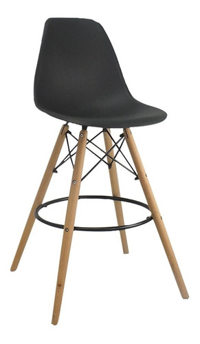 Silla Cafetería Barra Alta Eames Patas De Madera