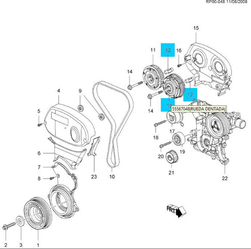 Engranaje Rache Actuador Piñon Levas Cruze 1.8l Escape