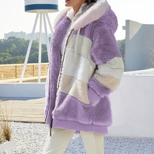 Abrigo Suelto Con Capucha De Felpa Teddy Fall Sobretudo Femi