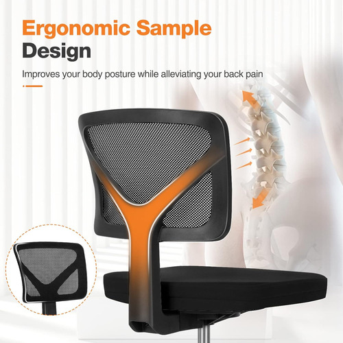 Silla De Computadora Pequeña Sin Brazos, Ergonómica R...