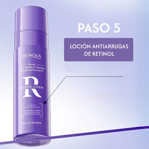 Set 6 Piezas Cremas Antiedad Y Antiarrugas Bioaqua Con Retinol Cuidado Facial Hidrata, Reafirma Y Reduce Líneas De Expresión