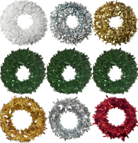 2 Corona Navideña Aro Con Hojas 50 Cm Decoración Navidad Color A Indicar Color Por La Mensajeria De La Compra
