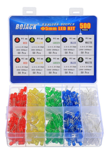 Bojack 5 Colores 500 Piezas Luces De Diodo Led De 5 Mm Paque