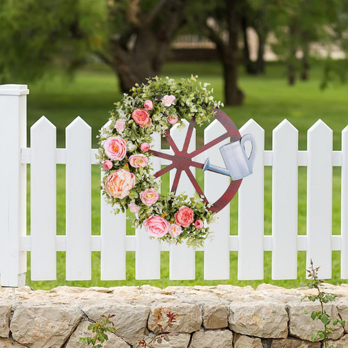 Corona De Primavera Con Flores Artificiales De Peonía Y
