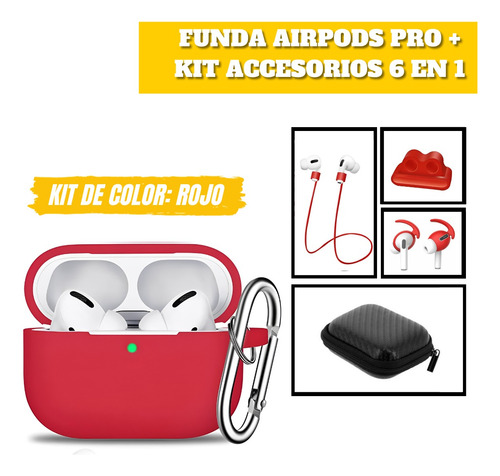 Carcasa Funda Silicona AirPods Pro / + Kit Accesorios 6 En 1