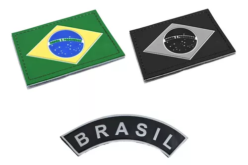 Kit 3 Patch Emborrachado - Bandeira Do Brasil + Tarjeta