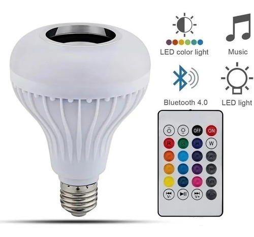 Lampara Luz Led 13w Rgb Parlante Bluetooth Control Fiesta