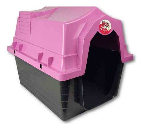 Casa Casinha Plástico Para Pet Cães Cachorros N°2 Reforçada Cor Rosa