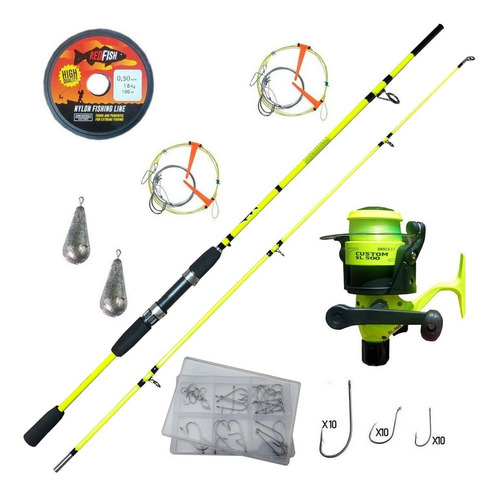 Combo Pesca Variada Rio. Caña 2.40 Mts + Reel + Linea + Caja
