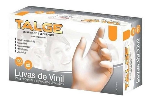 Luvas descartáveis Talge cor transparente tamanho  G de vinil com pó x 100 unidades 