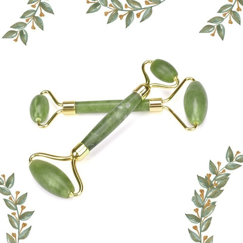 Imagen 4 de 10 de Masajeador Doble Rodillo + Piedra Jade Facial Corporal