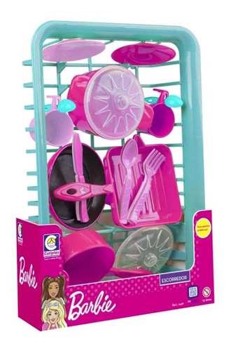 Escorredor De Louças Infantil C/ Panelas - Barbie - Cotiplás