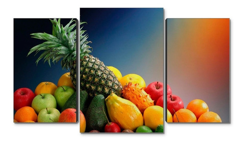 Cuadro Decorativo Moderno Frutas Bodegon Jd-0427 G Tríptico 100x60 Cm Sin Marco