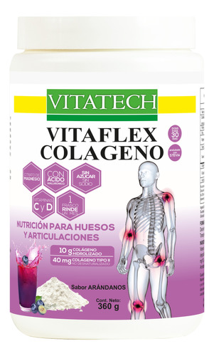 Colágeno Vitaflex X 300 G Vita Tech Con Acido Hialuronico 