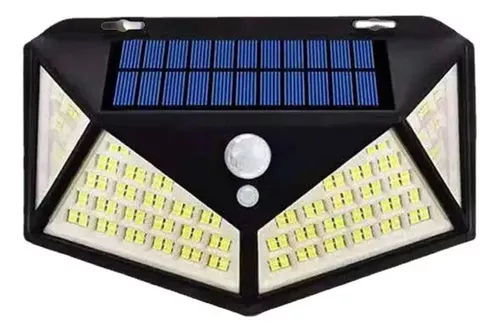 LAMPARA FOCO LUZ SOLAR 3 INTENSIDADES 100 LED CON SENSOR DE MOVIMIENTO  EXTERIOR HOGAR Iluminación