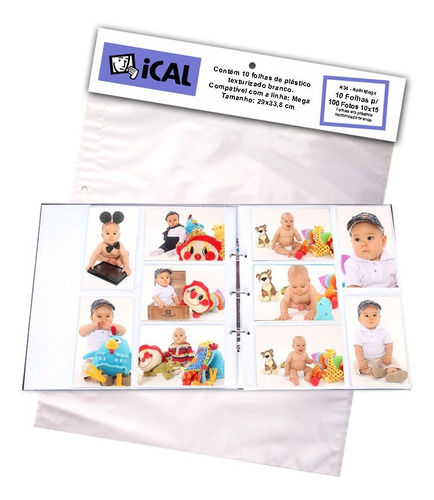Refil Mega Album Ical R34 - 10 Folhas Para 100 Fotos 10x15