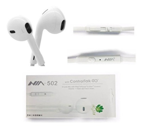 Auriculares Con Micrófono Nia 502 Controltalk Control Volume Color Blanco