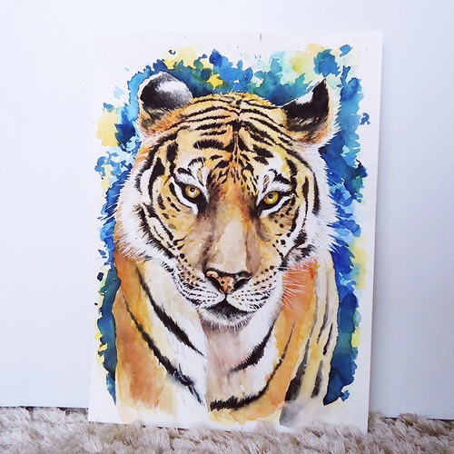 Imagem 1 de 4 de Pintura Em Aquarela Tigre / Tigresa