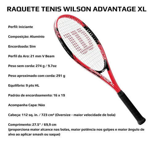 Raquete T nis Wilson Advantage Xl Adulto Iniciante Unissex