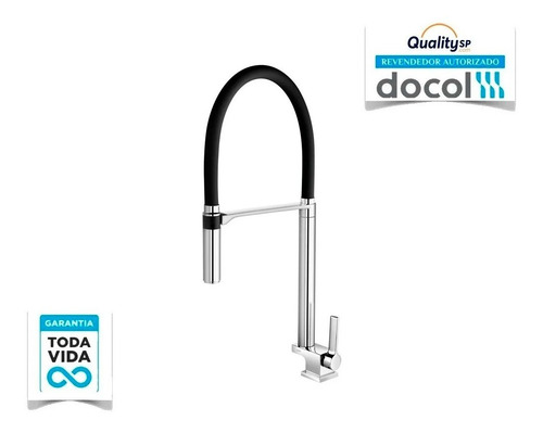 Imagem 7 de 10 de Torneira Preta De Mesa Para Cozinha Docol Doc C/ Bica Alta