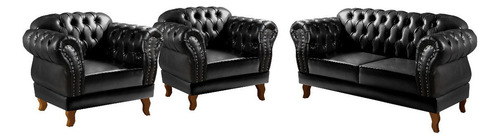 Silla Dom Pedro Couríssimo Chesterfield Flirt y 2 sillones color Couríssimo Black 005