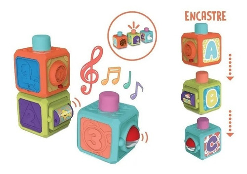 Juguete Bebe Cubo Didactico Encastrable Apilable Musica 6m+