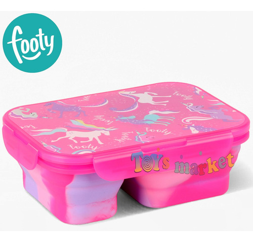 Imagen 3 de 8 de Lunchera Plegable Con Cubiertos Vianda De Silicona Footy