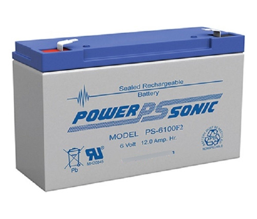 Ps6100f2 Bateria Recargable 6v / 12ah Powersonic Term.f2