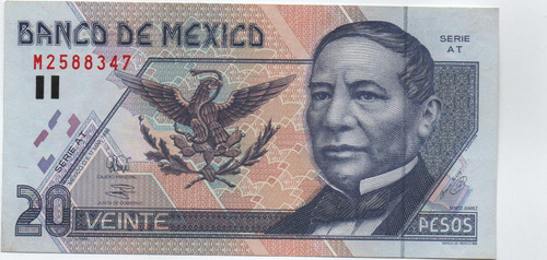 Banco De Mexico 20 Pesos 1998