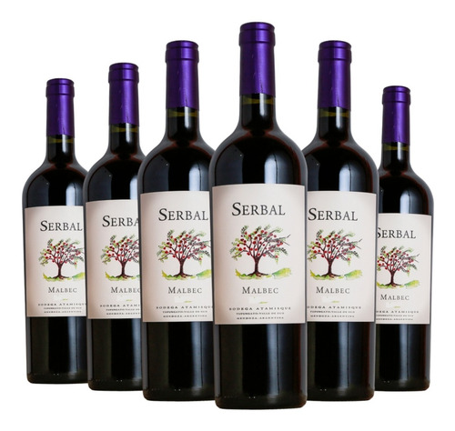 Vino Serbal Malbec Caja X 6 - Bodega Atamisque - 750ml.