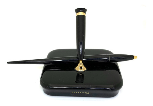 Pluma Fuente Sheaffer Color Negro, Pm Oro 14k, Base Cristal