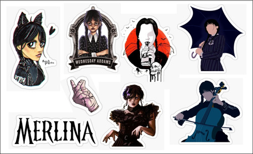 Stickers Papel X 16 Planchas Para Souvenir Merlina Wednesday