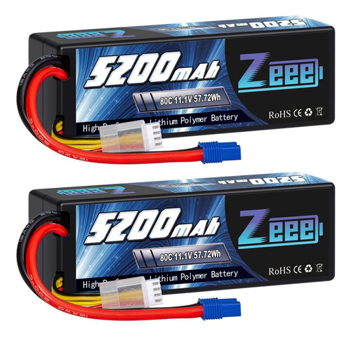 2 Baterias Lipo 11.1v 5200mah 80c 3s Ec3 Plug Zeee