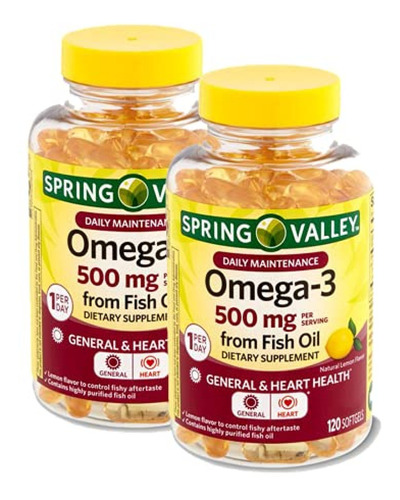 Suplemento Aceite Pescado Spring Valley Omega-3 500 Mg De Ac