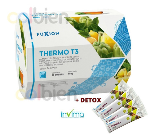 Thermo T3 + Detox ( Prunex ) Fuxion Adelgazar Y Quemar Grasa