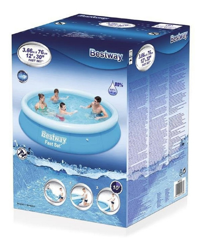 Imagen 3 de 5 de Pileta Inflable Bestway Redonda Grande 5377l 366x76cm 57273