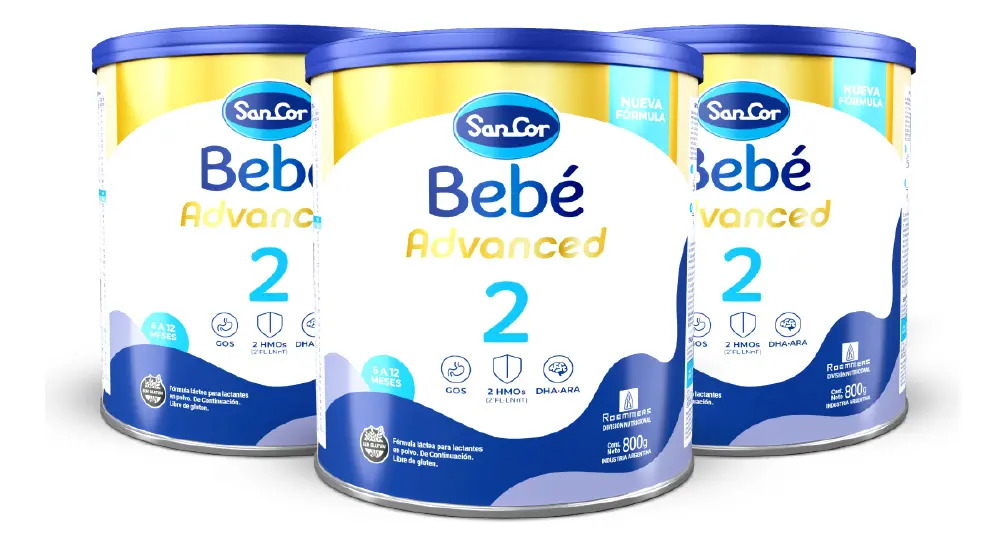 Fórmula Infantil en Polvo SanCor Bebé Advanced 2 Pack x3 Lata 800g Sin Gluten