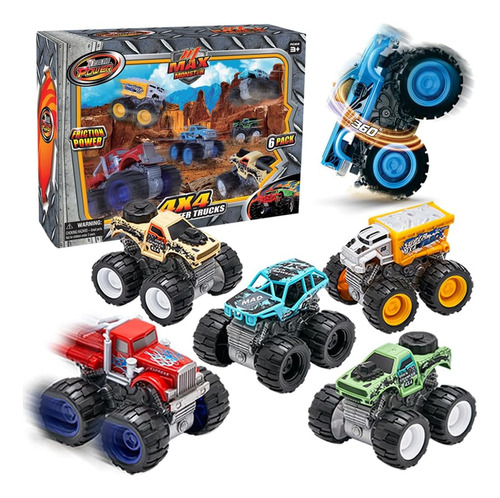 6 Vehiculos De Juguete Team Power Monster Trucks Para Ni...