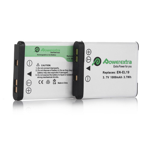 Powerextra 2-pack En-el19 3.7 V Batería De Repuesto Para