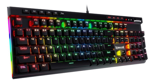 Imagen 3 de 4 de Teclado gamer Redragon Vata K580 QWERTY Outemu Blue inglés US color negro con luz RGB